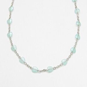 Blue Beaded Heart Necklace
